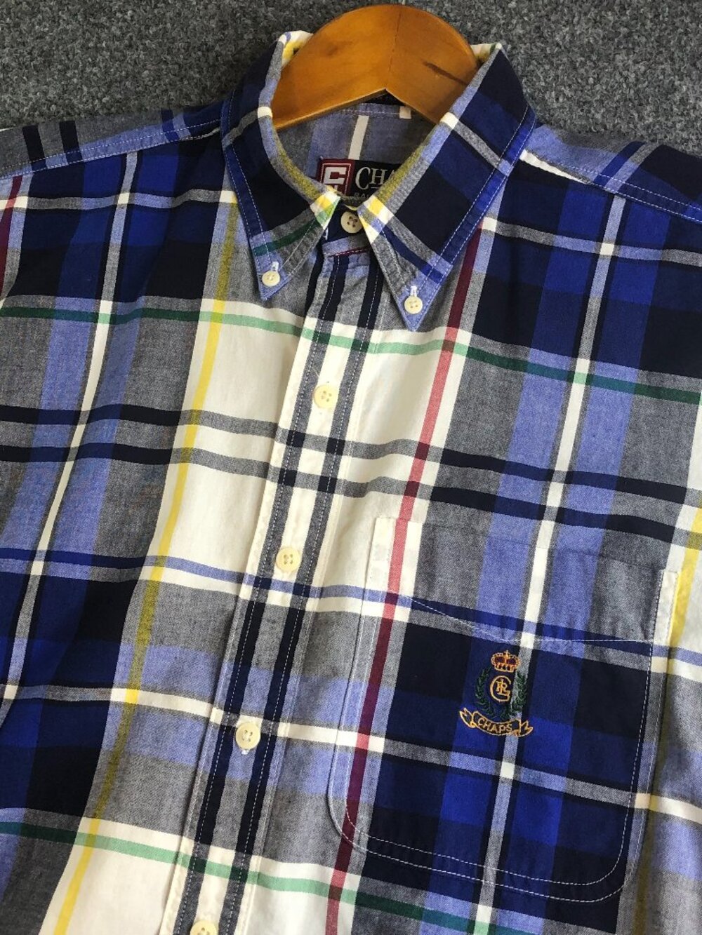 Vintage Chaps Ralph Lauren Shirt Mens Medium Crest Plaid Y2K 90s Retro